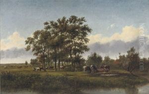 Cows In The Pasture by Cornelis Jan de Vogel