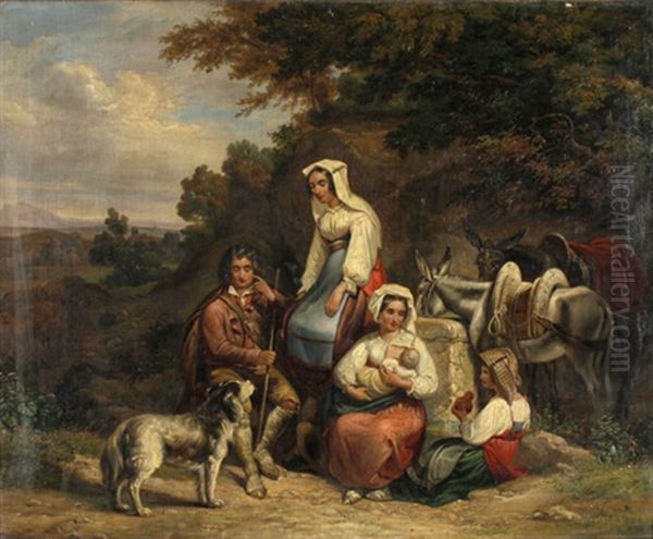 Campania-landschaft Mit Rastender Bauersfamilie - view 1