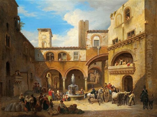 Reges Treiben Auf Einer Italienischen Piazza - view 1