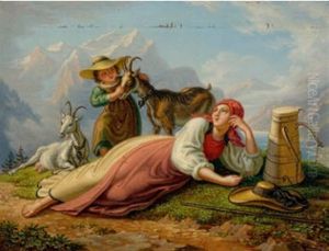 Szene Im Oberhaslital by Ludwig (Georg L.) Vogel
