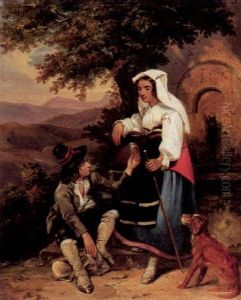 Die Rast Am Brunnen by Ludwig (Georg L.) Vogel