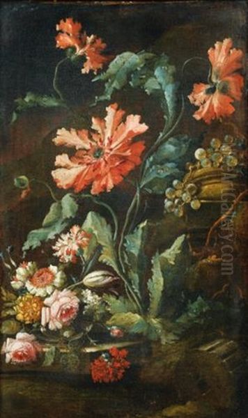 Nature Morte Aux Fleurs Et Grappes De Raisins - view 1
