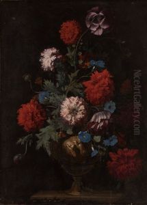 Nature Morte Aux Fleurs Et Grappes De Raisins by Karel Van Vogelaer, Called Distelbloom