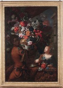 Trofeo Di Fiori In Un Vaso Dargento Sorretto Da Un Servo Moro E Una Fanciulla Trofeo Di Fiori In Un Vaso Dargento Sorretto Da Un Servo Moro E Una Fanciulla