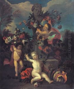 Giardino Con Putti E Fiori