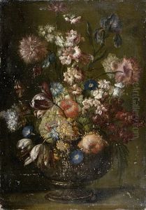Bouquet De Fleurs Sur Un Entablement by Karel Van Vogelaer, Called Distelbloom