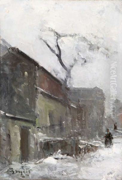 Winters Stadsgezicht Met Figuren - view 1