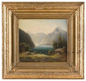 Der Konigssee Mit St. Bartholoma Und Personenstaffage by Georg Vogl