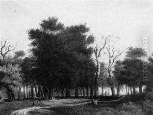 Aulandschaft Mit Figurlicher Staffage by Georg Vogl