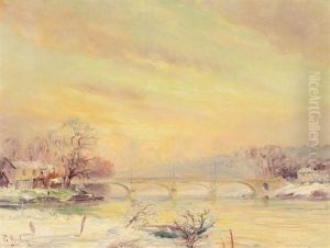 Winterabend An Der Seine Vor Argenteuil by Paul Vogler