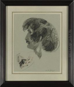 Study Of A Male Head In Profile by Henry Perronet Briggs