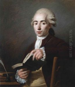 Portrait Of Cesaire Gabriel Gerac (1755-1836), Half-length, In A Rust Coat And Red Stock, Holding An Open Book In His Hands