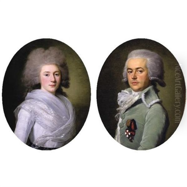 Portrait Of Prince Andrei Andreevich Suvarov, Wearing The Medal Of St. George And The Medal Of St. Vladimir (+ Portrait Of Princess Suvarov; Pair) - view 1