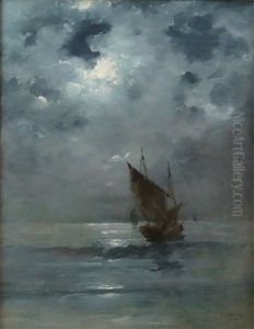 Ship In The Moonlight by Eugen (Cean) Voinescu