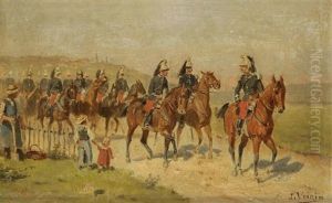 Militaires A Cheval by Jules Antoine Voirin