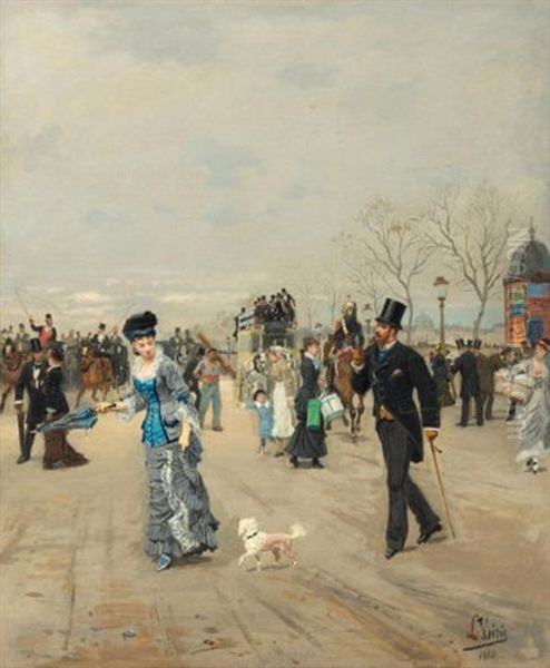 Pedestrians In The Place Des Invalides, Paris - view 1