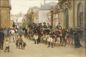 Defile Sur La Place Stanislas by Leon Joseph Voirin