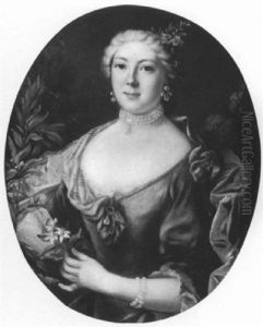Jeune Femme De Qualite Tenant Des Fleurs Dans La Main Gauche