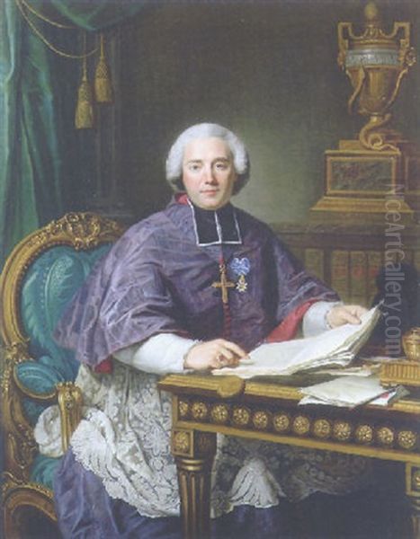 Portrait Of A Man (nicolas Chanlatte?), Primat De L'ordre De Citeaux, Superieur De L'abbaye De Pontigny, At A Desk - view 1