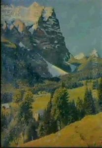 Blick Auf Die Schwarzwaldalp Unddas Wetterhorn Im Berner Oberland by Fritz Voirol