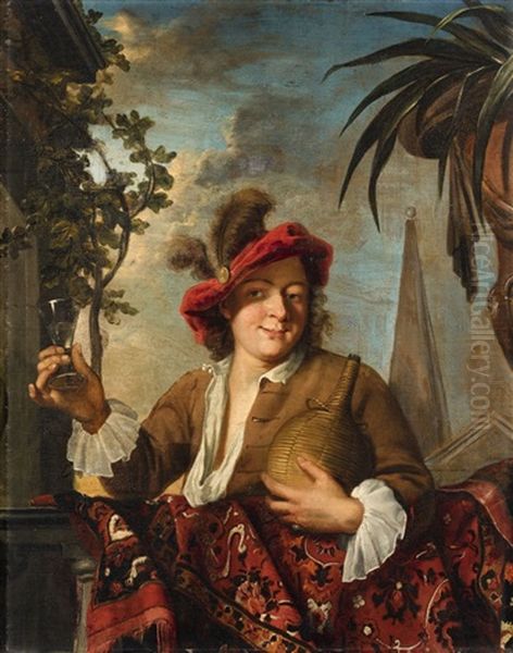 Young Man With A Glass Of Wine - view 1
