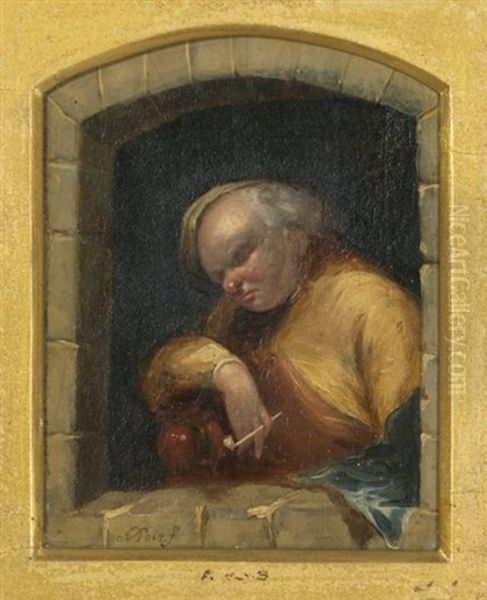 Portrait Of A Drunken Man With Pipe - view 1
