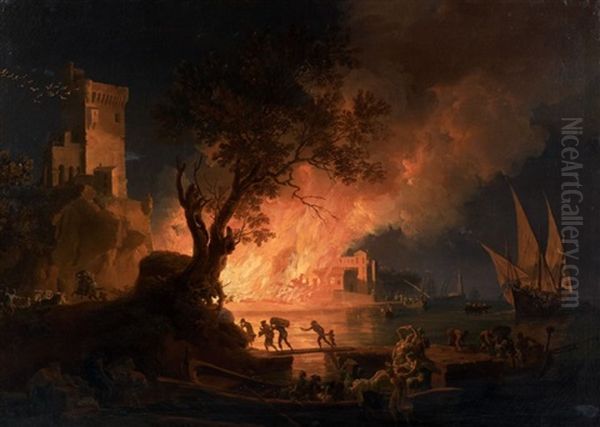 Incendie Dans Un Port Aux Environs De Naples - view 1