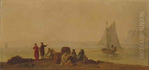 Pecheurs Et Personnages Jouant Aux Cartes Sur Un Rivage Pecheurs Et Personnages Jouant Aux Cartes Sur Un Rivage