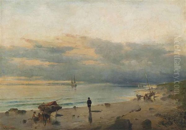 Marine With The Artist By The Shoreline - view 1
