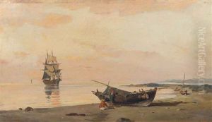 Marine With One Tall Ship by Konstantinos Volanakis