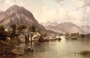Schiffsanlegestelle An Einem Osterreichischen Alpensee by Raimund Volanek