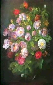 Grosser Blumenstrauss In Vase by Gottfried Wilhelm Voelcker