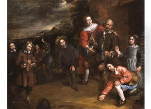 Gruppenbild Mit Kindern, Die Murmeln Spielen by Lanzelot Volders