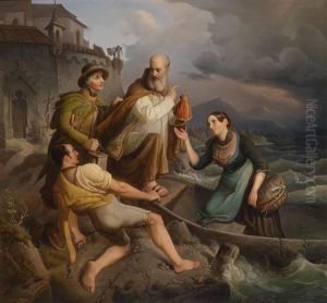 Uberfuhr Bei Nahendem Unwetter by Wilhelm (Johann W.) Voelker
