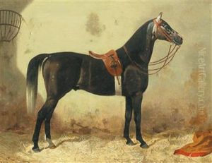 Saddled Horse In The Stable by Emil Volkers