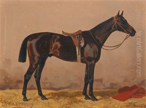 Black Horse In The Stable by Emil Volkers