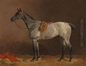 Saddled Horse In The Stable by Emil Volkers