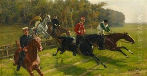 Pferderennen Auf Den Dusseldorfer Lausward-wiesen(?) by Karl Volkers