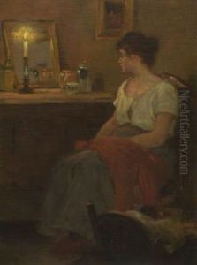 Mutter Mit Kind Bei Kerzenschein by Max Volkers