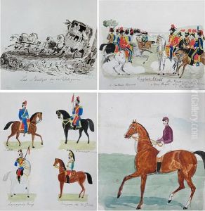 Four Juvenile Sketchbooks, To Include Studies Of Horses, Military Scenes Etc