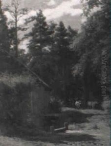 Sonnenbeschienene Waldlichtung by Arthur Volkmann