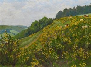 Bluhender Ginster Im Schwarzwald by Hans Richard Von Volkmann