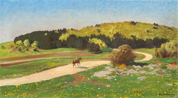 Horse Rider In A Summer Landscape - view 1