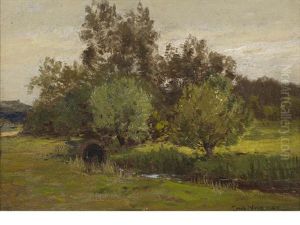 Landscape With Trees And Stream, Gentilly by Charles Volkmar
