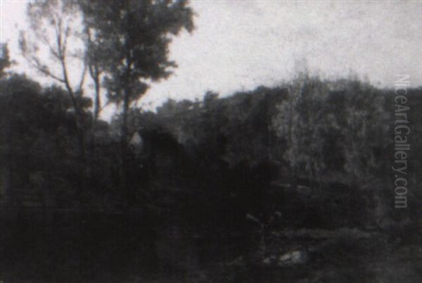 Cattle At A Stream With A Cottage In The Background - view 1