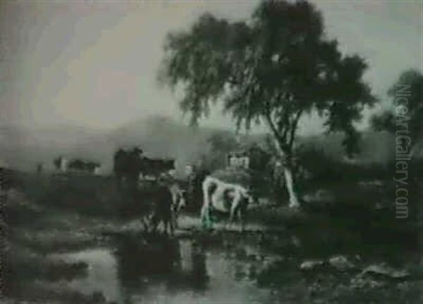 Cattle By A Stream - view 1