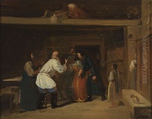 Scene From A Peasant Cabin by Adrian Markovich Volkov