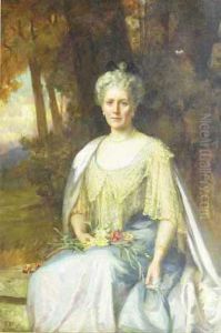 "elegant Lady Seated In A Landscape". Signed B. Bright And Dated 1905 L/l. Oil On Canvas. Measuring 60" By 40". Provenance: Keil""""s Antiques, New Orleans by Beatrice Bright