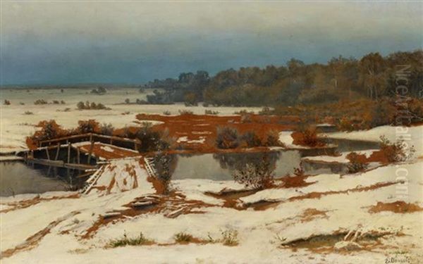 Weite Russische Landschaft Zur Schneeschmelze - view 1