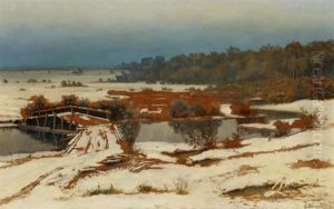 Weite Russische Landschaft Zur Schneeschmelze by Efim Efimovich Volkov